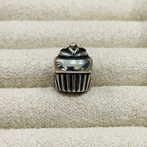 PANDORA S925 Cupcake Charm w/ 14K Gold Accent Bead
